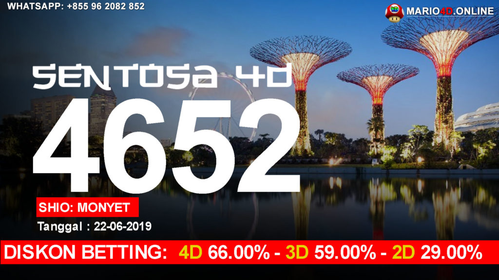 RESULT SENTOSA 4D POOLS 22 JUNI 2019