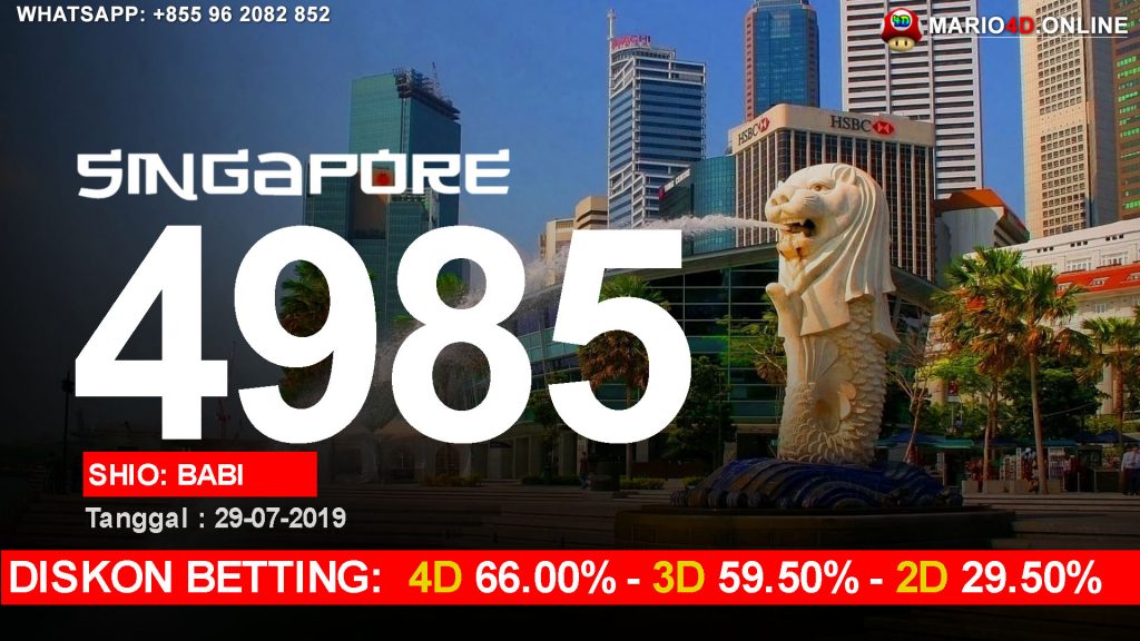 RESULT SINGAPORE POOLS 29 JULI 2019