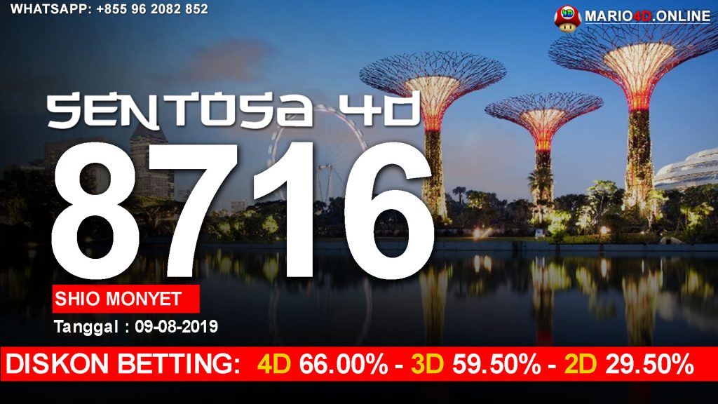 HASIL RESULT SENTOSA 4D 09 AGUSTUS 2019