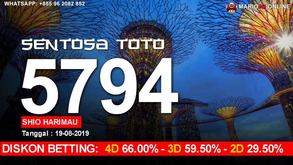 RESULT SENTOSA TOTO 19 AGUSTUS 2019