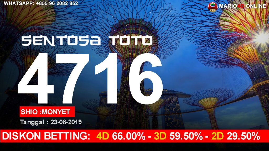 HASIL RESULT SENTOSA TOTO 23 AGUSTUS 2019