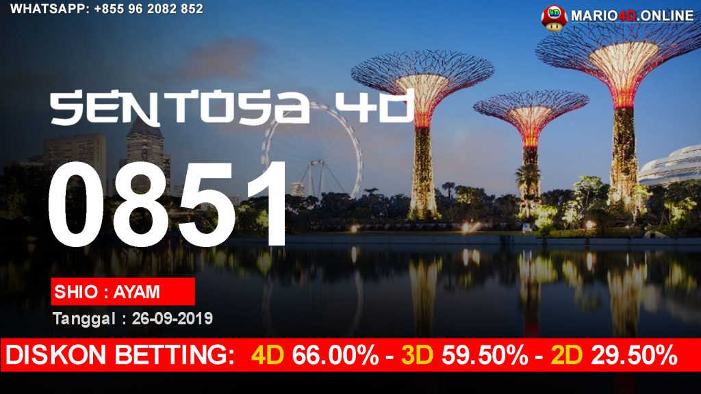 HASIL RESULT SENTOSA 4D 26 SEPTEMBER 2019