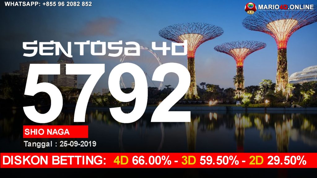 HASIL RESULT SENTOSA 4D 25 SEPTEMBER 2019