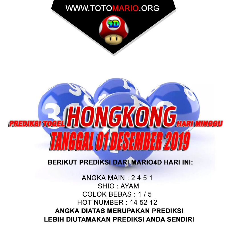 PREDIKSI HONGKONG POOLS 01 DESEMBER 2019
