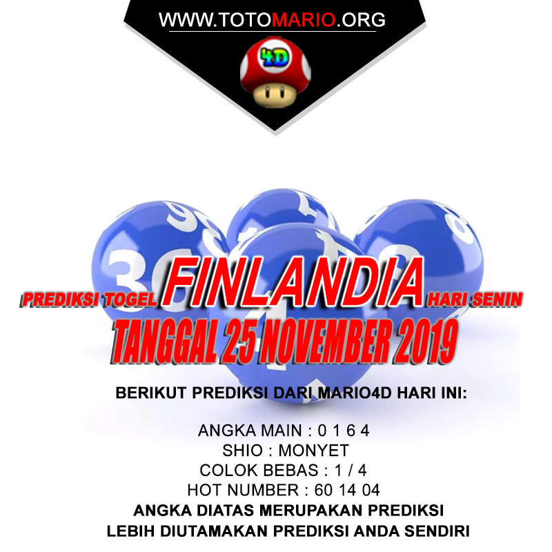 PREDIKSI FINLANDIA LOTTERY 25 NOVEMBER 2019