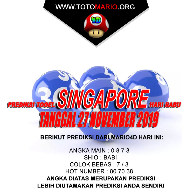 PREDIKSI SINGAPORE POOLS 27 NOVEMBER 2019