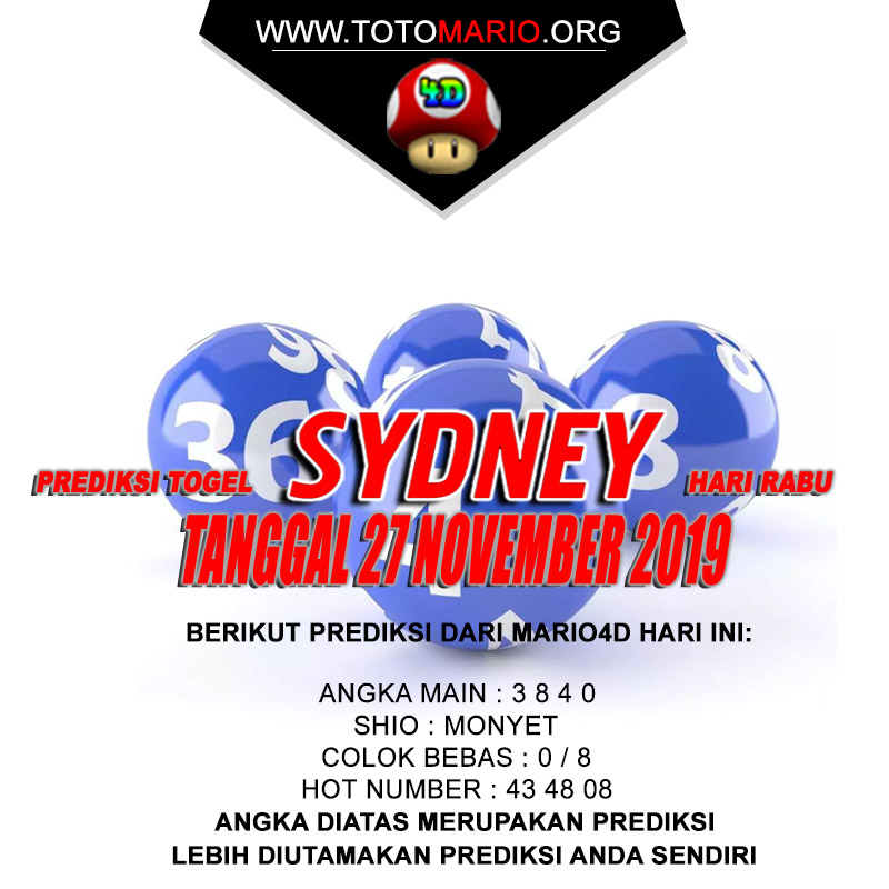 PREDIKSI SYDNEY POOLS 27 NOVEMBER 2019