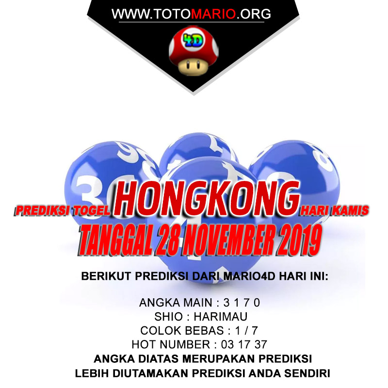 PREDIKSI HONGKONG POOLS 28 NOVEMBER 2019