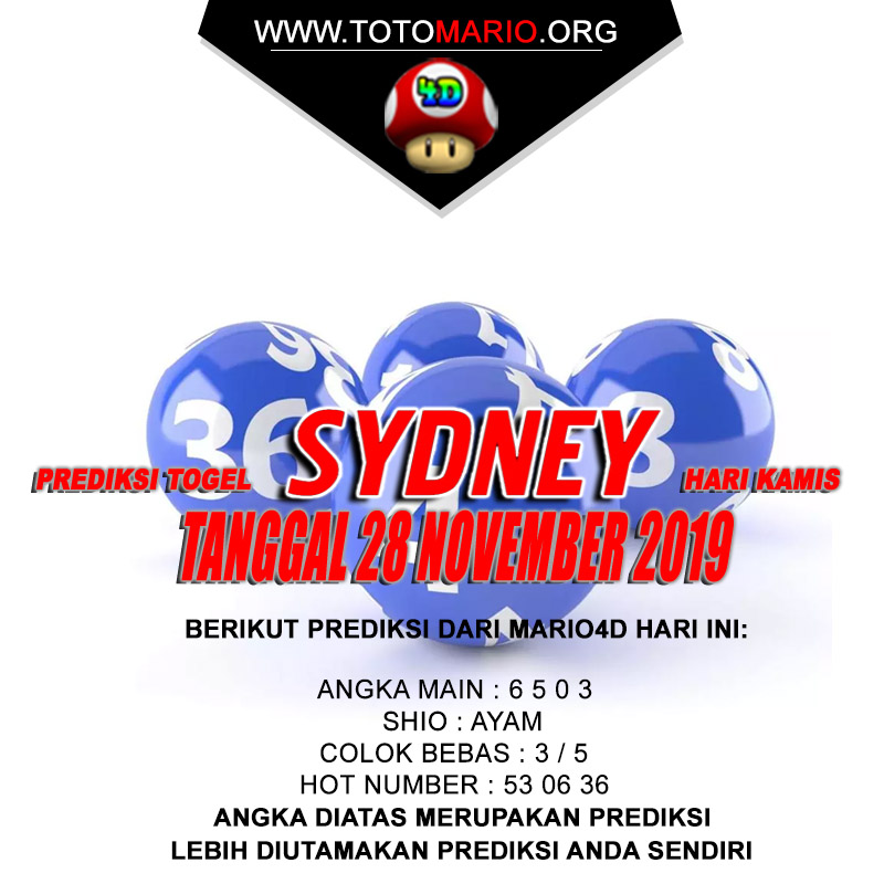 PREDIKSI SYDNEY POOLS 28 NOVEMBER 2019