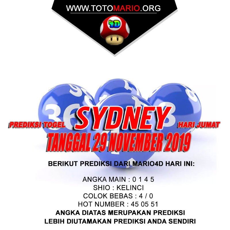 PREDIKSI SYDNEY POOLS 29 NOVEMBER 2019