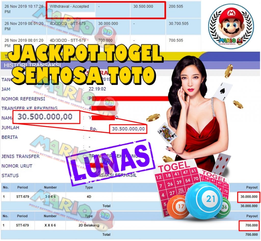 Member Jackpot Togel Sentosa Toto 26 November 2019