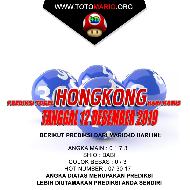 PREDIKSI HONGKONG POOLS 12 DESEMBER 2019