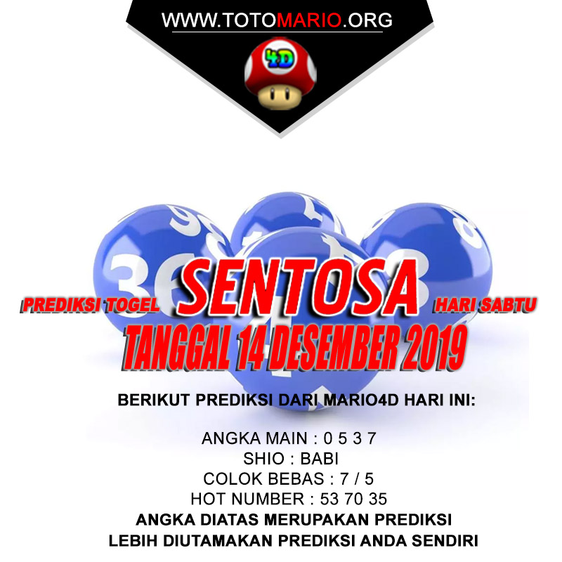 PREDIKSI SENTOSA POOLS 14 DESEMBER 2019