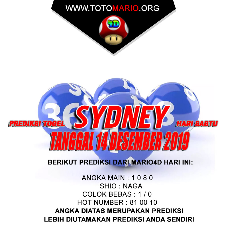 PREDIKSI SYDNEY POOLS 14 DESEMBER 2019