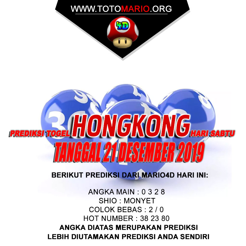 PREDIKSI HONGKONG POOLS 21 DESEMBER 2019