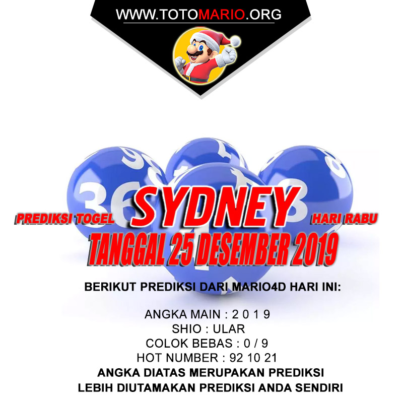 PREDIKSI SYDNEY POOLS 25 DESEMBER 2019