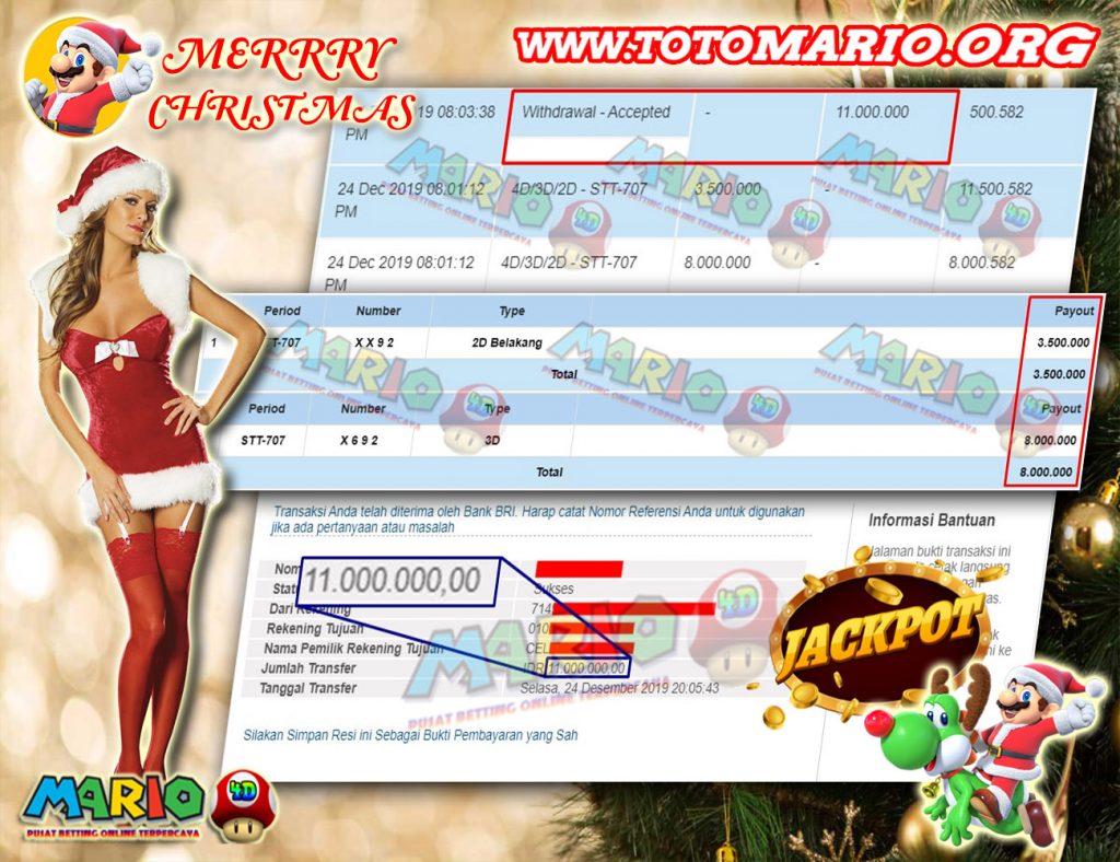 Member Jackpot Sentosa Toto 24 Desember 2019