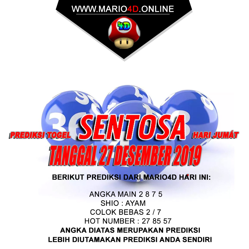 PREDIKSI SENTOSA POOLS 27 DESEMBER 2019