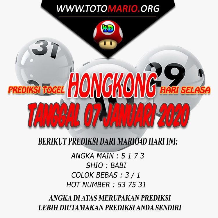 PREDIKSI HONGKONG POOLS 07 JANUARI 2020