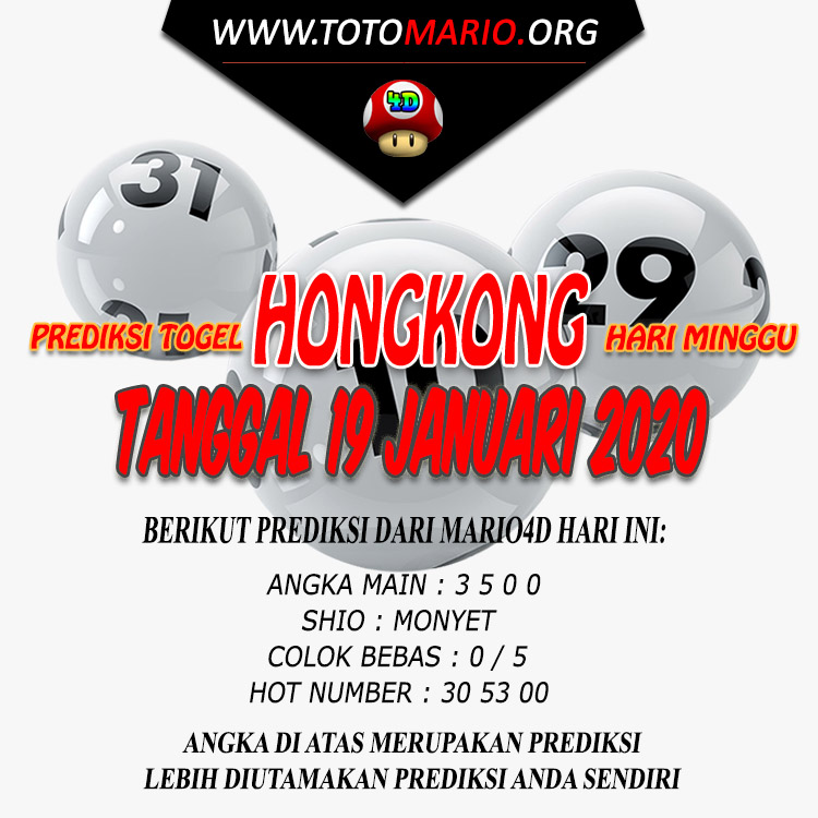 PREDIKSI HONGKONG POOLS 19 JANUARI 2020