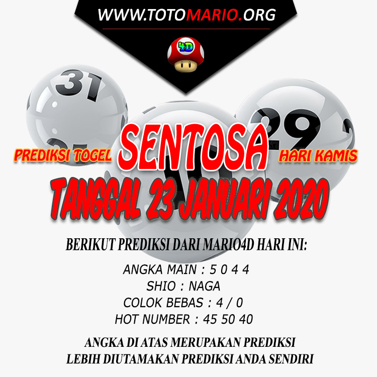 PREDIKSI SENTOSA POOLS 23 JANUARI 2020 