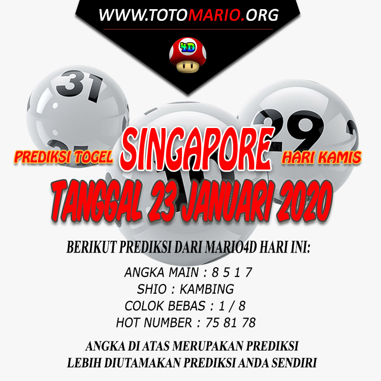 PREDIKSI SINGAPORE POOLS 23 JANUARI 2020