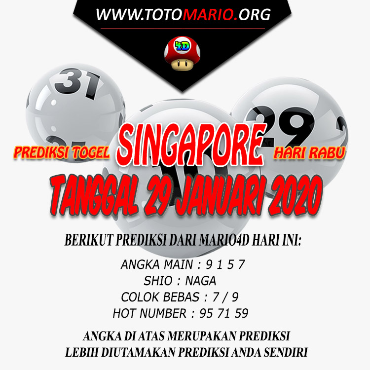 PREDIKSI SINGAPORE POOLS 29 JANUARI 2020