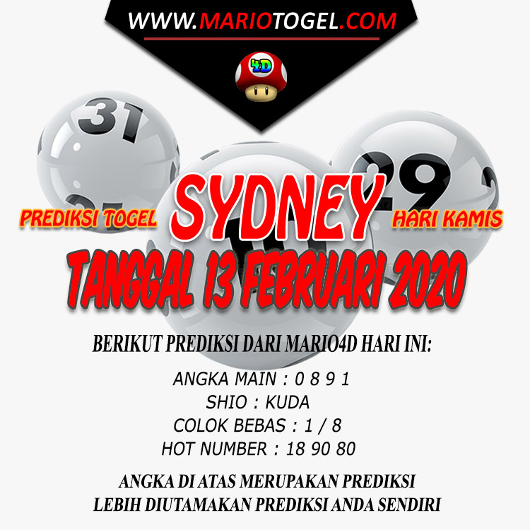 PREDIKSI SYDNEY POOLS 13 FEBRUARI 2020