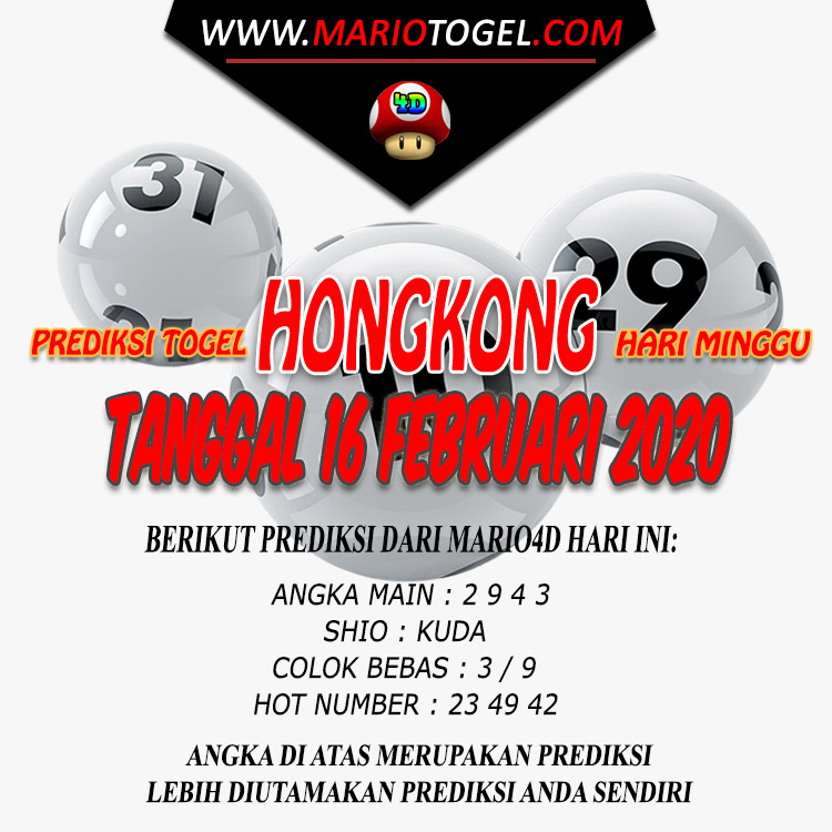 PREDIKSI HONGKONG POOLS 16 FEBRUARI 2020