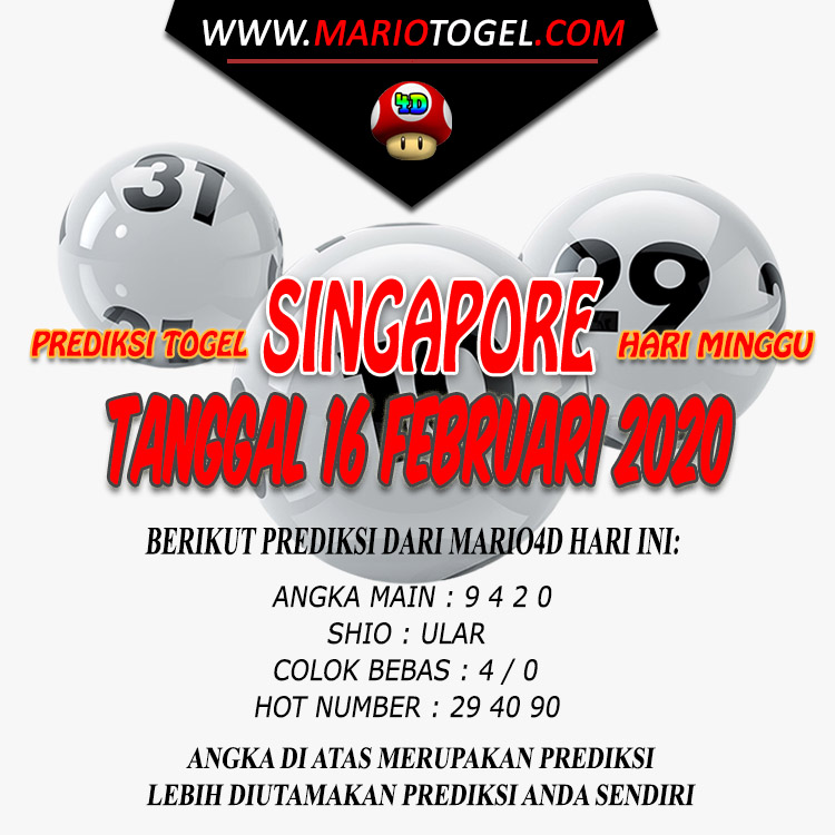 PREDIKSI SINGAPORE POOLS 16 FEBRUARI 2020