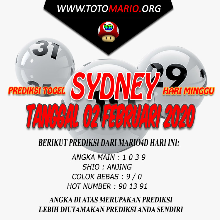 PREDIKSI SYDNEY POOLS 02 FEBRUARI 2020