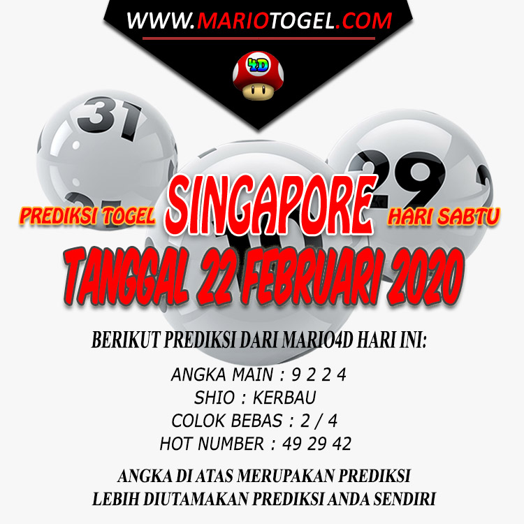 PREDIKSI SINGAPORE POOLS 22 FEBRUARI 2020