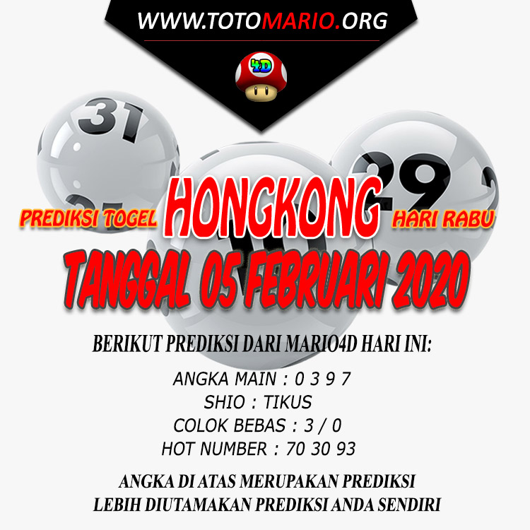 PREDIKSI HONGKONG POOLS 05 FEBRUARI 2020