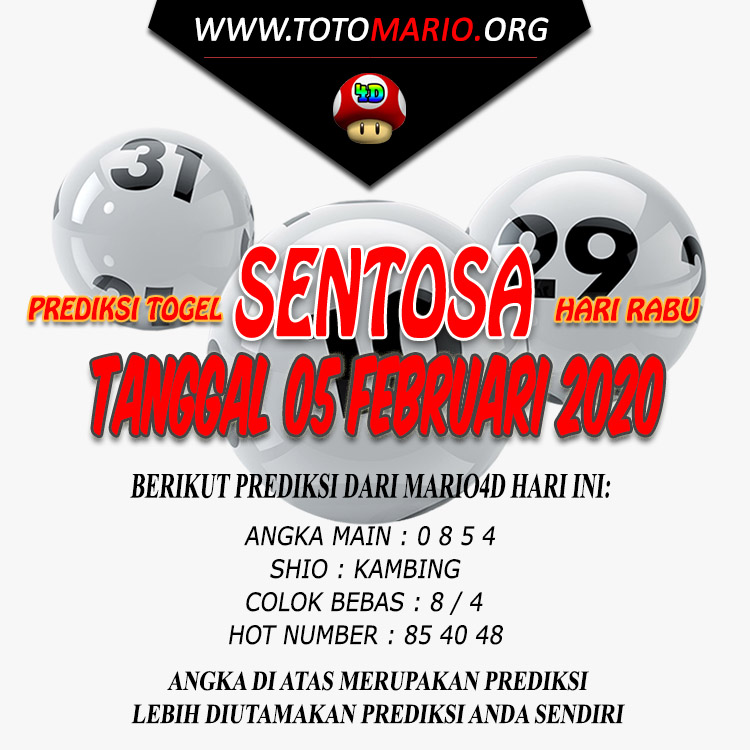 PREDIKSI SENTOSA POOLS 05 FEBRUARI 2020