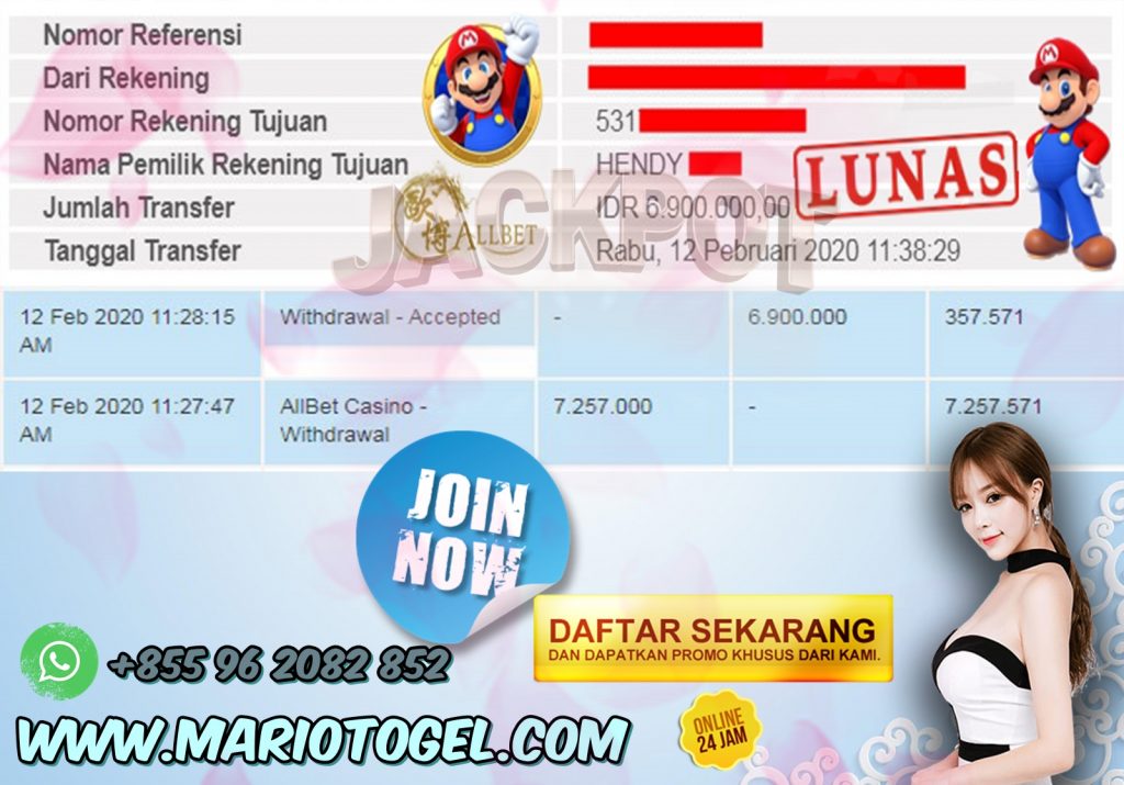 Member Menang 6Juta900Ribu Main Casino AllBet Casino di MARIO4D