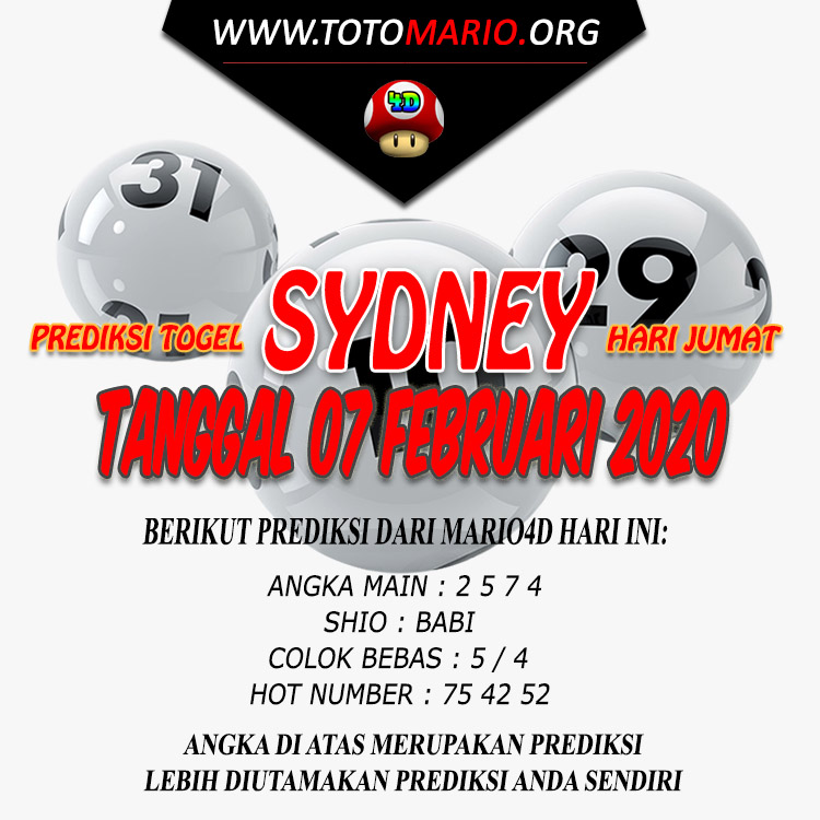 PREDIKSI SYDNEY POOLS 07 FEBRUARI 2020