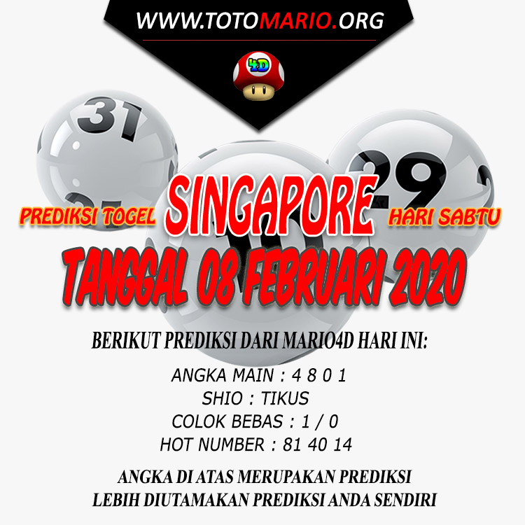 PREDIKSI SINGAPORE POOLS 08 FEBRUARI 2020