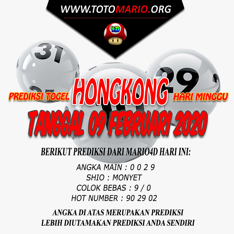 PREDIKSI HONGKONG POOLS 09 FEBRUARI 2020