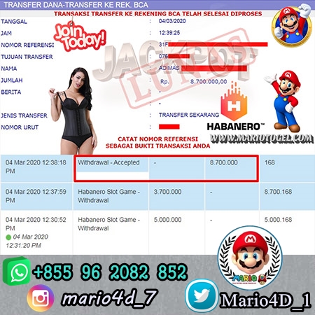 Member Jackpot HABANERO Slot Games 04 Maret 2020 di MARIO4D