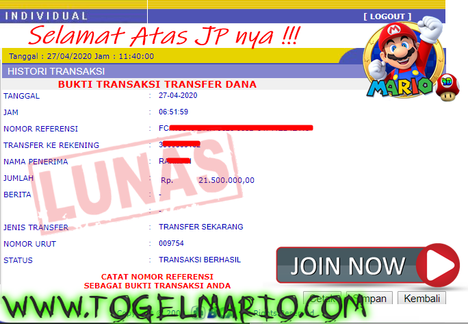 Member Menang Bermain JOKER SLOT 27 April 2020