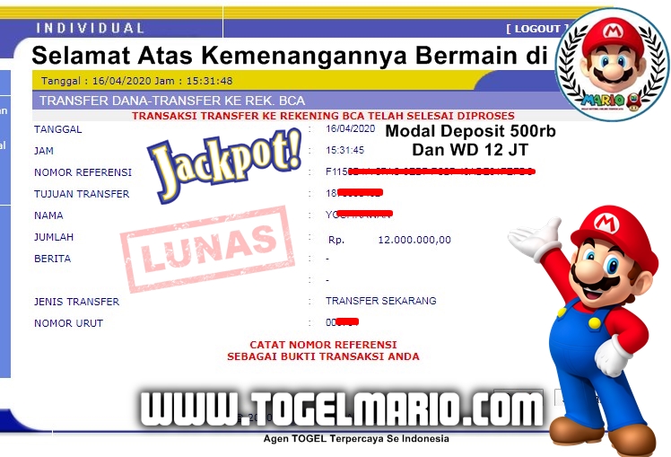 Member Jackpot Togel SYDNEY Tanggal 16 April 2020