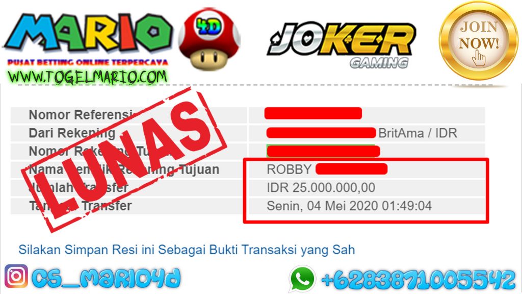 MEMBER JACKPOT JOKER SLOT GAME 04 Mei 2020. Bermula dengan modal yang minim member Mario4D berhasil Jackpot JOKER SLOT GAME.