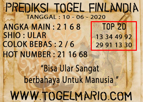 PREDIKSI TOGEL FINLANDIA TANGGAL 11 JUNI 2020