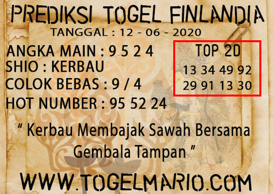 PREDIKSI TOGEL FINLANDIA TANGGAL 12 JUNI 2020