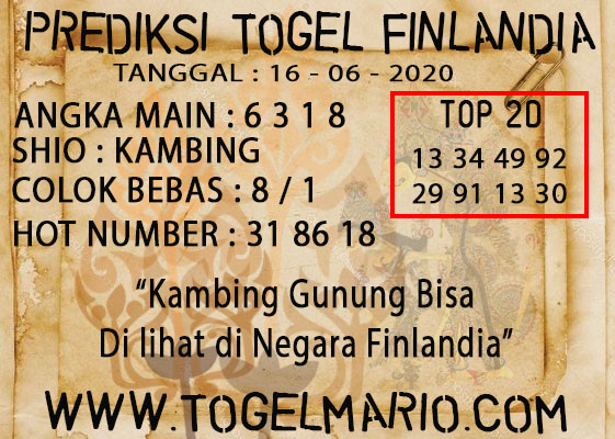 PREDIKSI TOGEL FINLANDIA TANGGAL 16 JUNI 2020