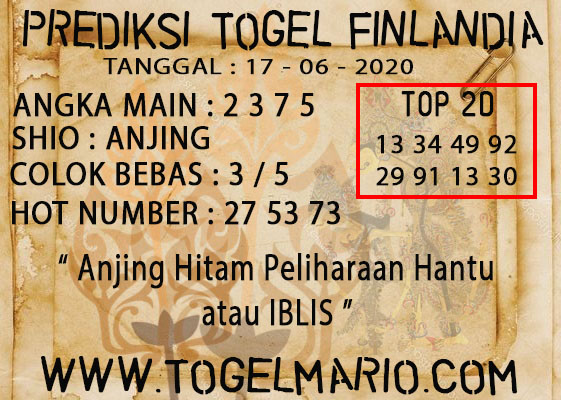 PREDIKSI TOGEL FINLANDIA TANGGAL 17 JUNI 2020