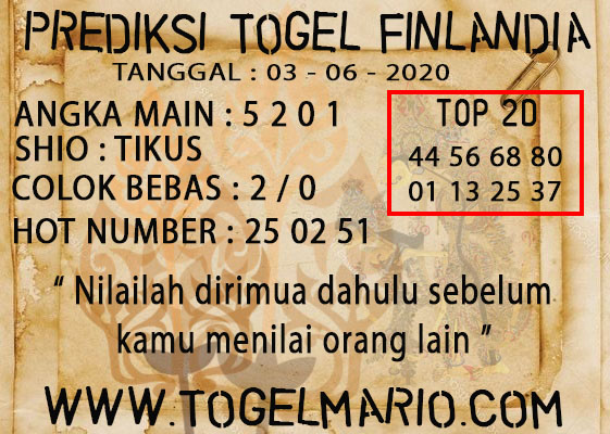 PREDIKSI TOGEL FINLANDIA TANGGAL 3 JUNI 2020