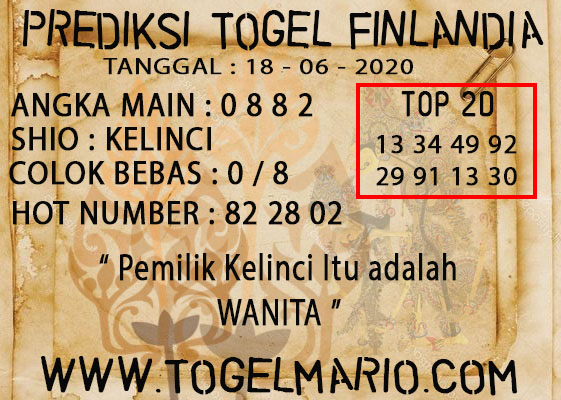 PREDIKSI TOGEL FINLANDIA TANGGAL 18 JUNI 2020