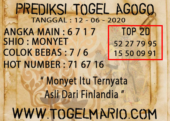 PREDIKSI TOGEL AGOGO 4D TANGGAL 12 juni 2020