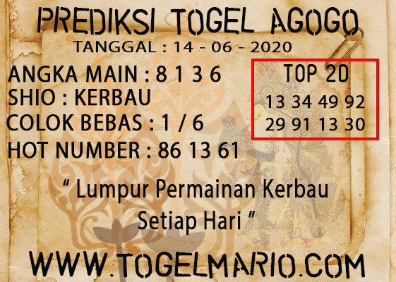 PREDIKSI TOGEL AGOGO 4D TANGGAL 14 JUNI 2020